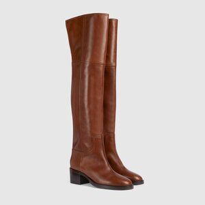 NIB Gucci studded script logo Over the Knee Boots - IT 38 US 8